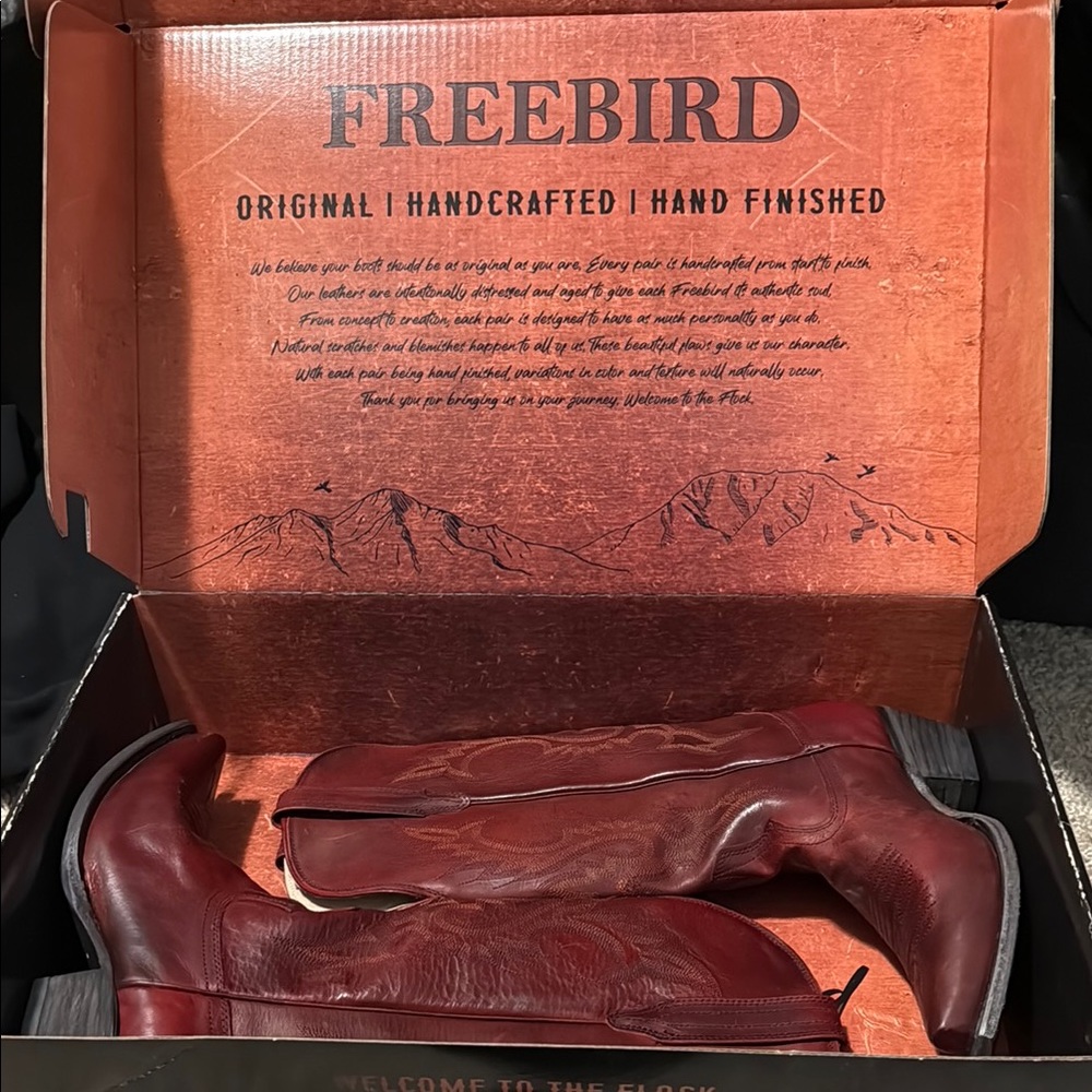 Freebird Red Leather Boots NWOT
